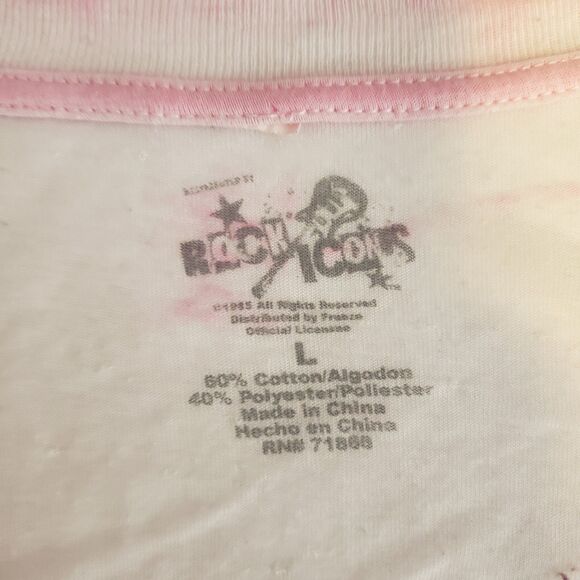 ROCK ICONS Jim Morrison The Doors Pink Sheer V Neck T Shirt Womens Size Large - Picture 5 of 8